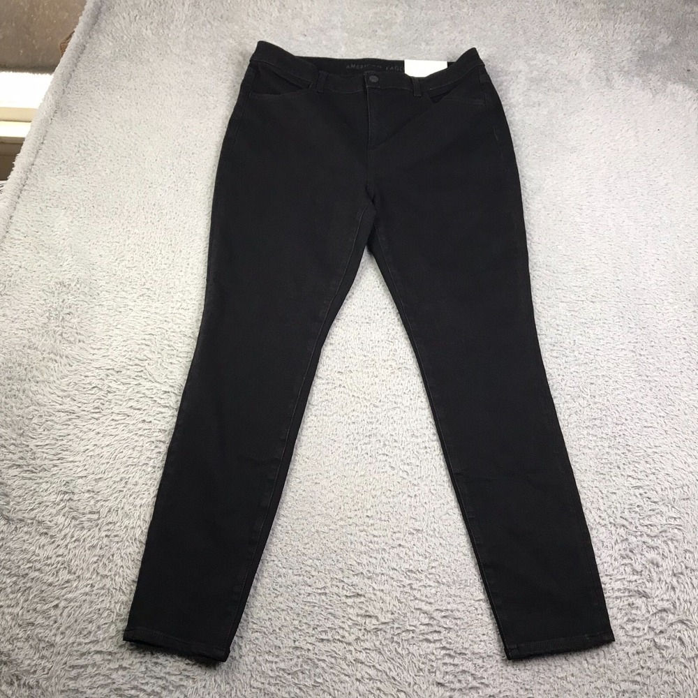 American Eagle Dream Stretch Jeans Womens 14 Black High Rise Jegging NEW NWT‎